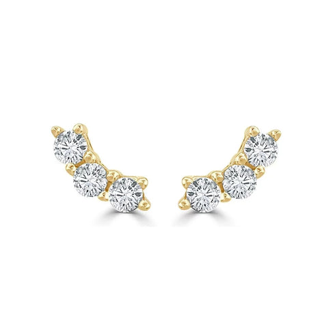 3 Curved Diamond Earrings - 1